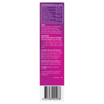 Hydralyte Effervescent Electrolyte Tablets Apple Blackcurrant 20 Tablets