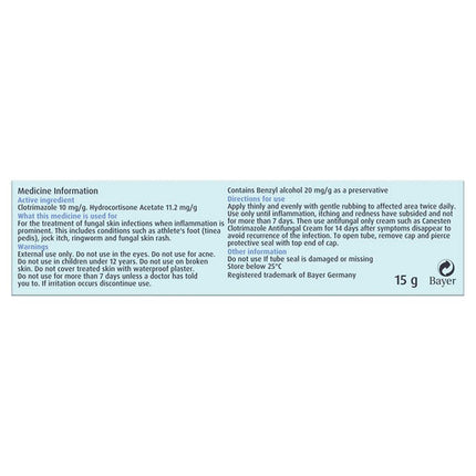 Canesten Plus Antifungal and Anti-Inflammatory Cream 15g