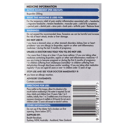 Nurofen Meltlets Berry Burst 200mg Ibuprofen 24 Pack