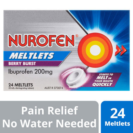 Nurofen Meltlets Berry Burst 200mg Ibuprofen 24 Pack