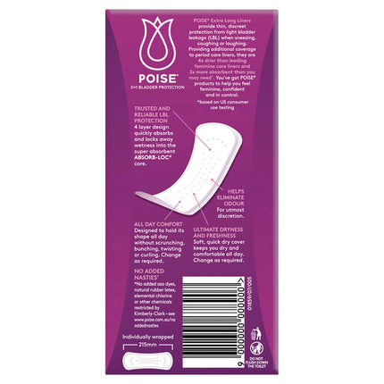 Poise Liners Extra Long 22 Pack