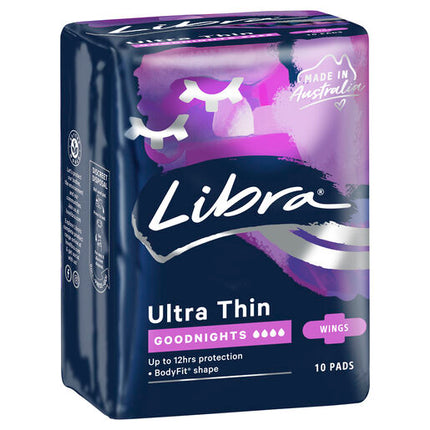 Libra Ultra Thin Pads Goodnights with Wings 10 Pack