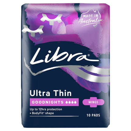 Libra Ultra Thin Pads Goodnights with Wings 10 Pack