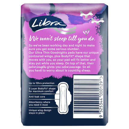 Libra Ultra Thin Pads Goodnights with Wings 10 Pack