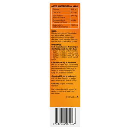 Hydralyte Effervescent Electrolyte Tablets Orange 20 Tablets