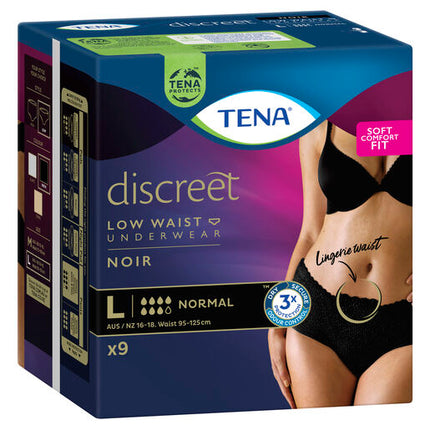 Tena Women's Pants Noir Low Waist Large 9 Pack