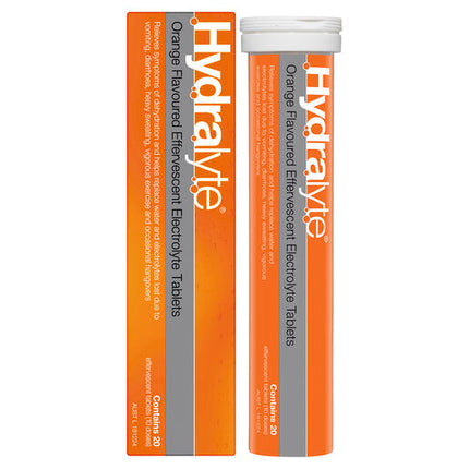 Hydralyte Effervescent Electrolyte Tablets Orange 20 Tablets