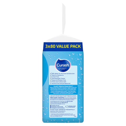 Curash Water Wipes 3X80 Pack