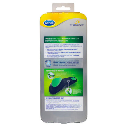 Scholl In-Balance Arch Orthotic Insole Small Size 4.5 - 6.5 1 Pair