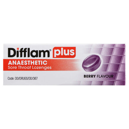 Difflam Plus Anaesthetic Sugar Free Berry Lozenge 16 Lozenges