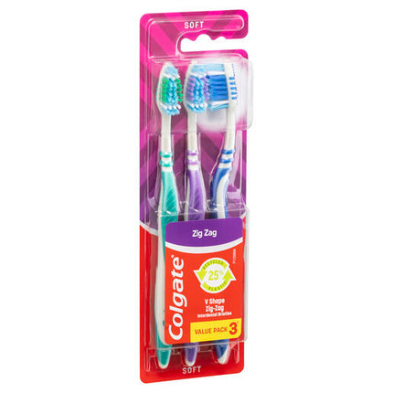 Colgate Zig Zag Deep Interdental Clean Toothbrush Flex Soft Value 3 Pack