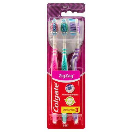 Colgate Zig Zag Deep Interdental Clean Toothbrush Flex Soft Value 3 Pack