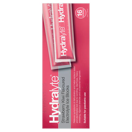 Hydralyte Electrolyte Ice Blocks Strawberry Kiwi 16 Pack