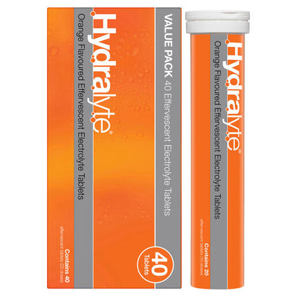 Hydralyte Effervescent Electrolyte Tablets Orange 40 Tablets
