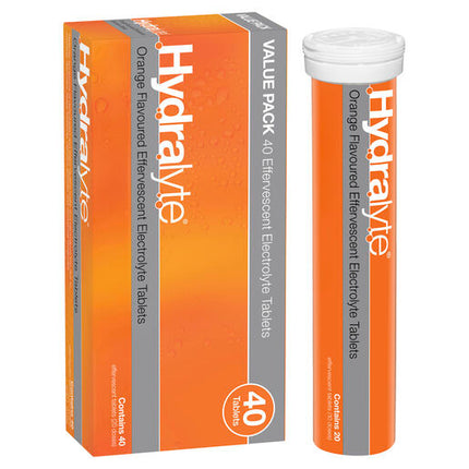 Hydralyte Effervescent Electrolyte Tablets Orange 40 Tablets