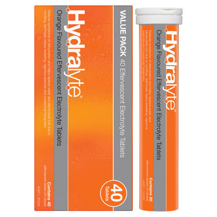 Hydralyte Effervescent Electrolyte Tablets Orange 40 Tablets
