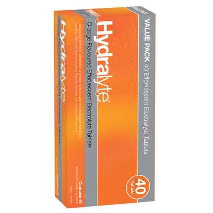 Hydralyte Effervescent Electrolyte Tablets Orange 40 Tablets