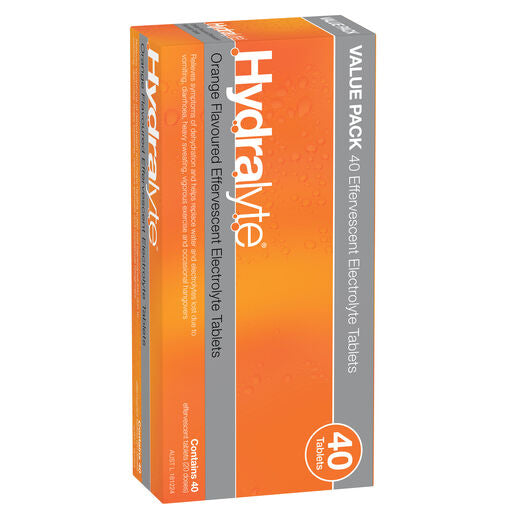 Hydralyte Effervescent Electrolyte Tablets Orange 40 Tablets