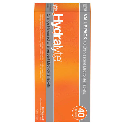 Hydralyte Effervescent Electrolyte Tablets Orange 40 Tablets