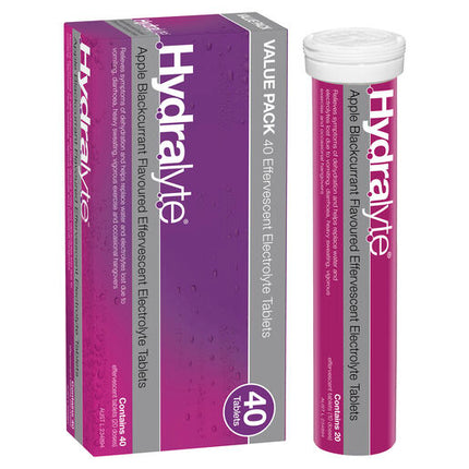 Hydralyte Effervescent Electrolyte Tablets Apple Blackcurrant 40 Tablets