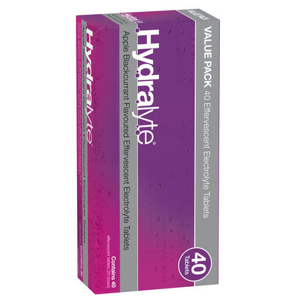 Hydralyte Effervescent Electrolyte Tablets Apple Blackcurrant 40 Tablets