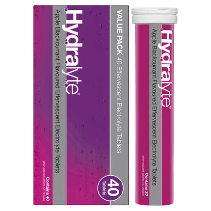 Hydralyte Effervescent Electrolyte Tablets Apple Blackcurrant 40 Tablets