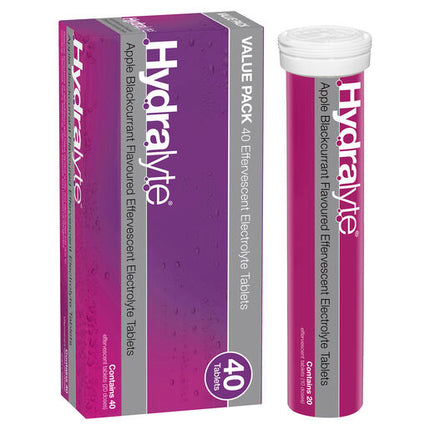 Hydralyte Effervescent Electrolyte Tablets Apple Blackcurrant 40 Tablets