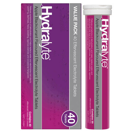 Hydralyte Effervescent Electrolyte Tablets Apple Blackcurrant 40 Tablets
