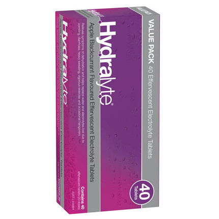 Hydralyte Effervescent Electrolyte Tablets Apple Blackcurrant 40 Tablets