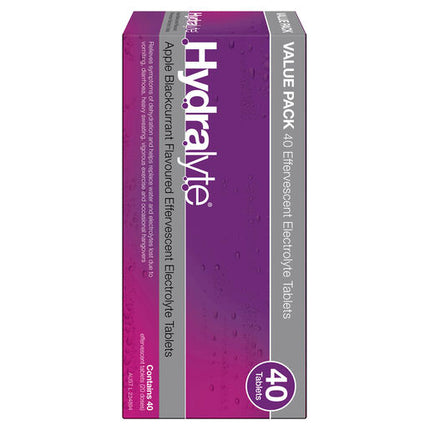 Hydralyte Effervescent Electrolyte Tablets Apple Blackcurrant 40 Tablets