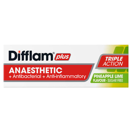 Difflam Plus Anaesthetic Sore Throat Lozenges Pineapple & Lime Flavour 16 Lozenges
