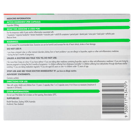 Nurofen Zavance 200mg Ibuprofen 80 Liquid Capsules