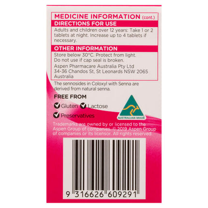 Coloxyl With Senna 30 Tablets