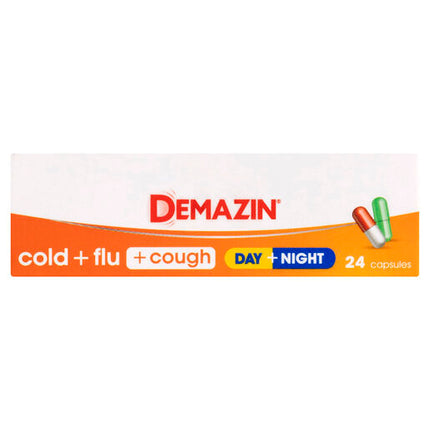 Demazin Cold & Flu + Cough Day + Night 24 Capsules