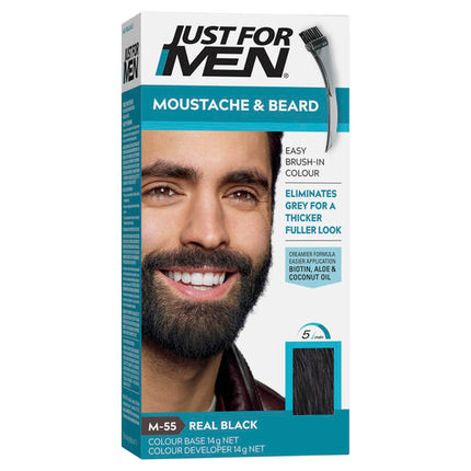 Just For Men Moustache & Beard Brush-In Colour Gel M-55 Real Black