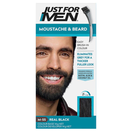 Just For Men Moustache & Beard Brush-In Colour Gel M-55 Real Black