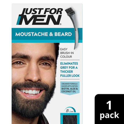 Just For Men Moustache & Beard Brush-In Colour Gel M-55 Real Black