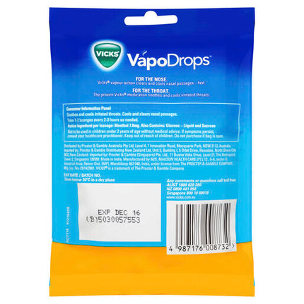 Vicks VapoDrops Butter Menthol 24 Lozenges
