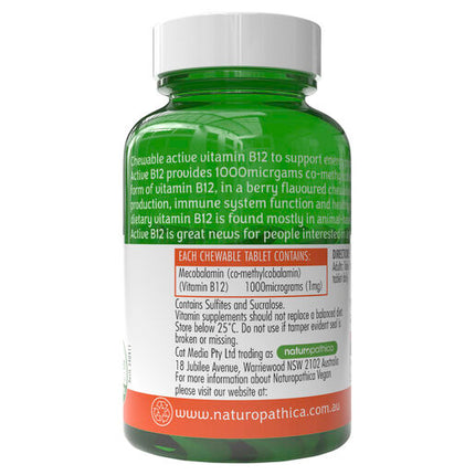 Naturopathica Vegan Active B12 60 Chewable Tablets