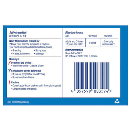 Claratyne Allergy Hayfever Relief Antihistamine Tablets 30 pack