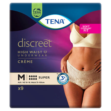 Tena Discreet High Waist Underwear Creme Super Medium 9 Pack