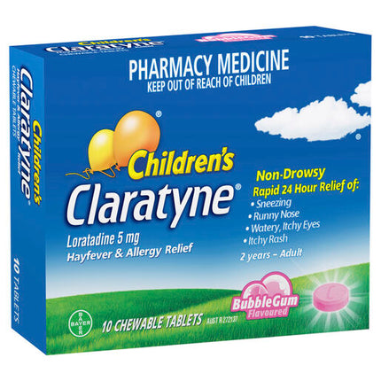 Claratyne Children's Allergy & Hayfever Relief Antihistamine Bubblegum Flavour Chewable Tablets 10 Pack