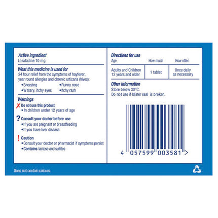 Claratyne Allergy Hayfever Relief Antihistamine Tablets 60 Pack