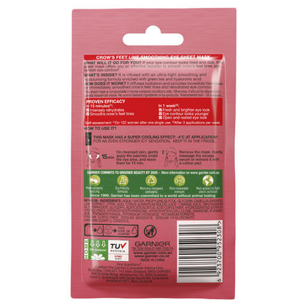Garnier Hydra Bomb Hyaluronic Acid + Green Tea Anti Ageing Eye Sheet Mask 6g