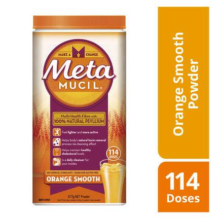 Metamucil Multi-Health Fibre with 100% Psyllium Natural Psyllium Orange Smooth 114 Dose