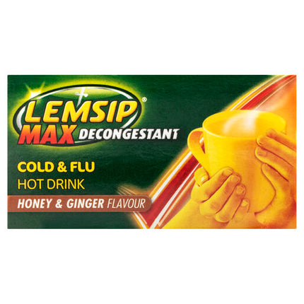 Lemsip Max Decongestant Cold and Flu Hot Drink Honey and Ginger 10 Pack