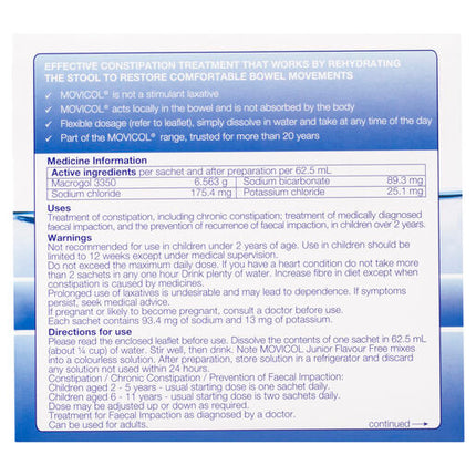 Movicol Junior Flavour Free Sachets 30