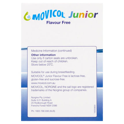Movicol Junior Flavour Free Sachets 30