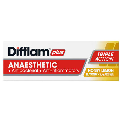 Difflam Plus Anaesthetic Sugar Free Lozenges Honey & Lemon Flavour 16 Lozenges