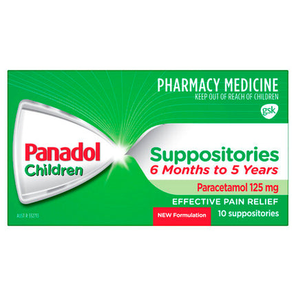Panadol Children 6 Months to 5 Years Suppositories Paracetamol 125mg 10 Pack